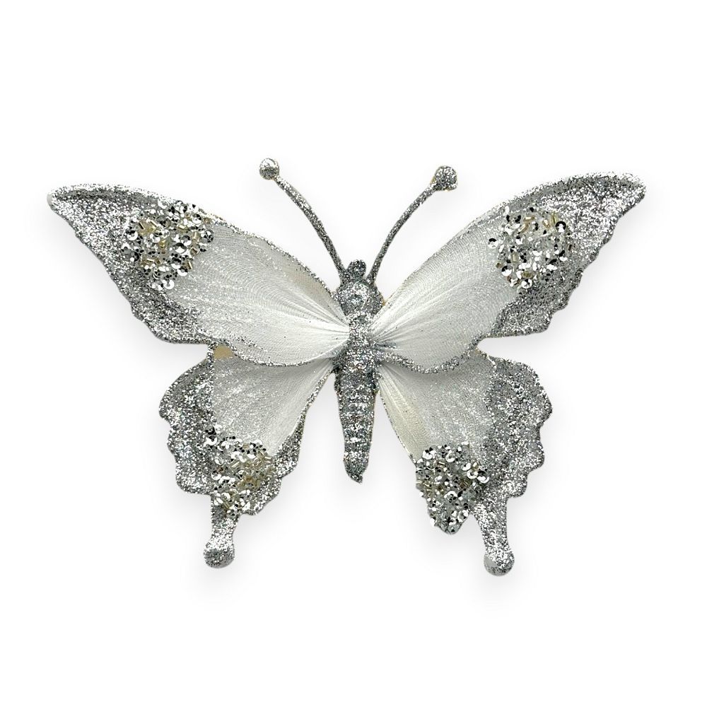 Glitter Butterfly Clip-On 7"