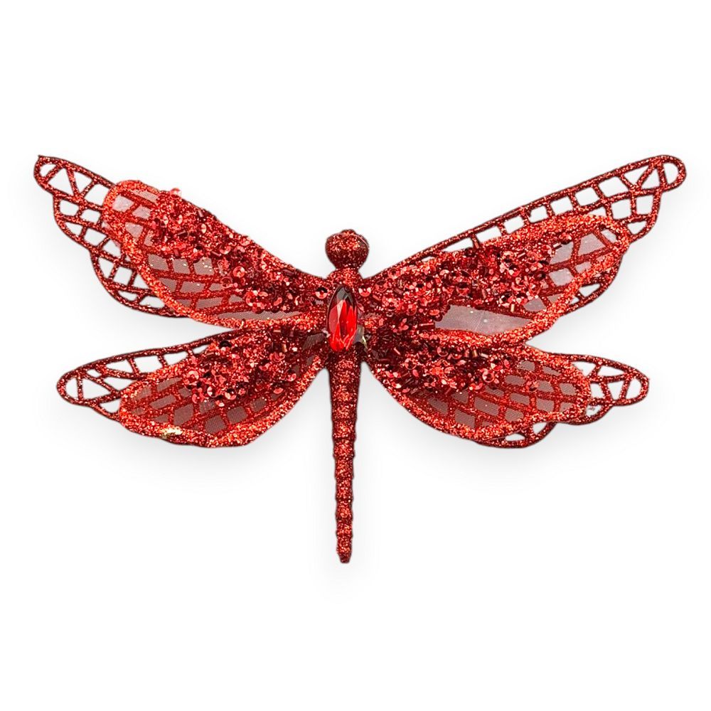 Glitter Dragonfly Clip-On 6"