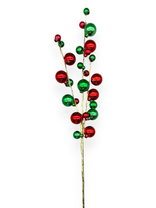 Red & Green Metallic Ball Spray 28"
