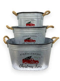 Christmas Galvanized Buckets – Set of 3