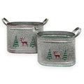 Christmas Galvanized Buckets – Set of 2