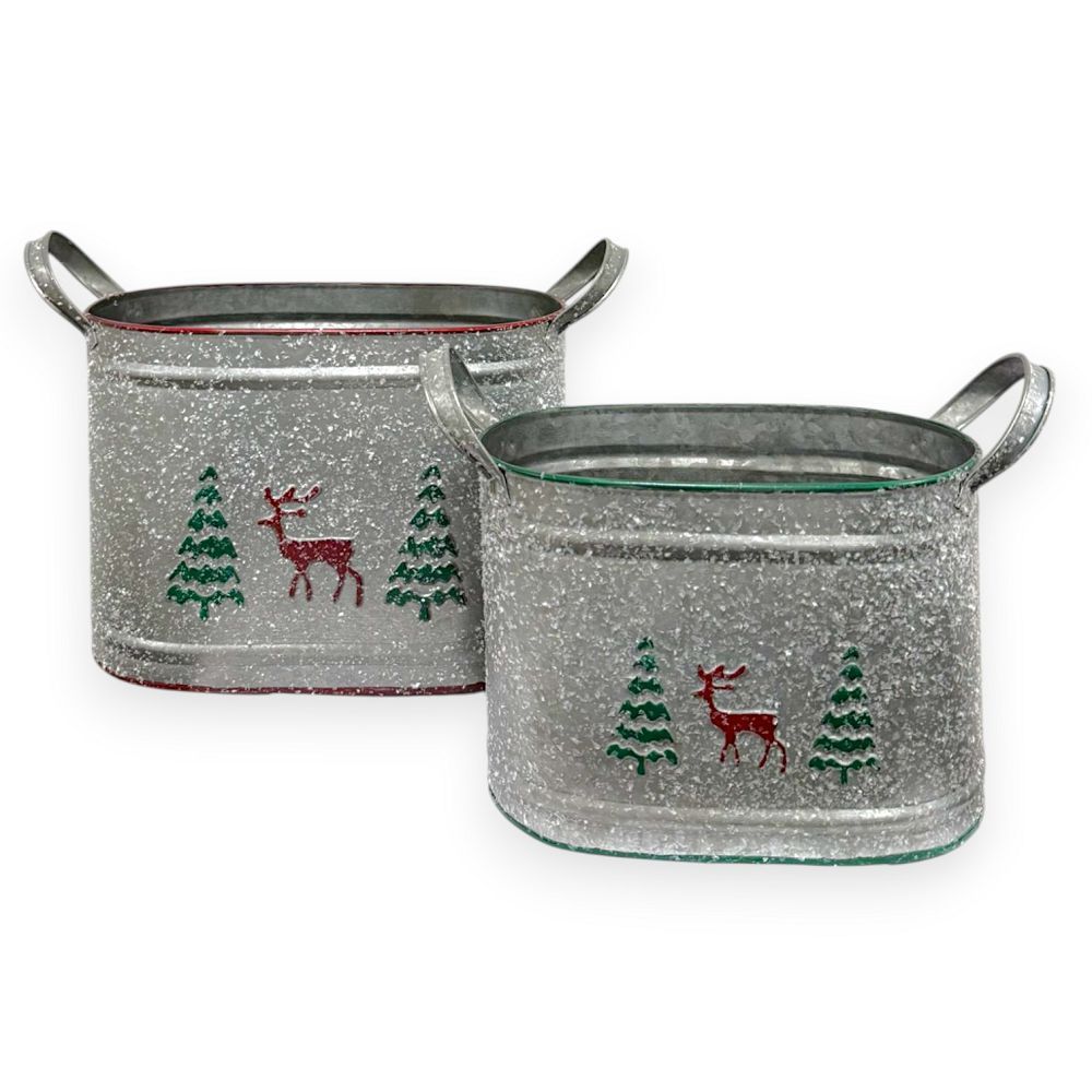 Christmas Galvanized Buckets – Set of 2