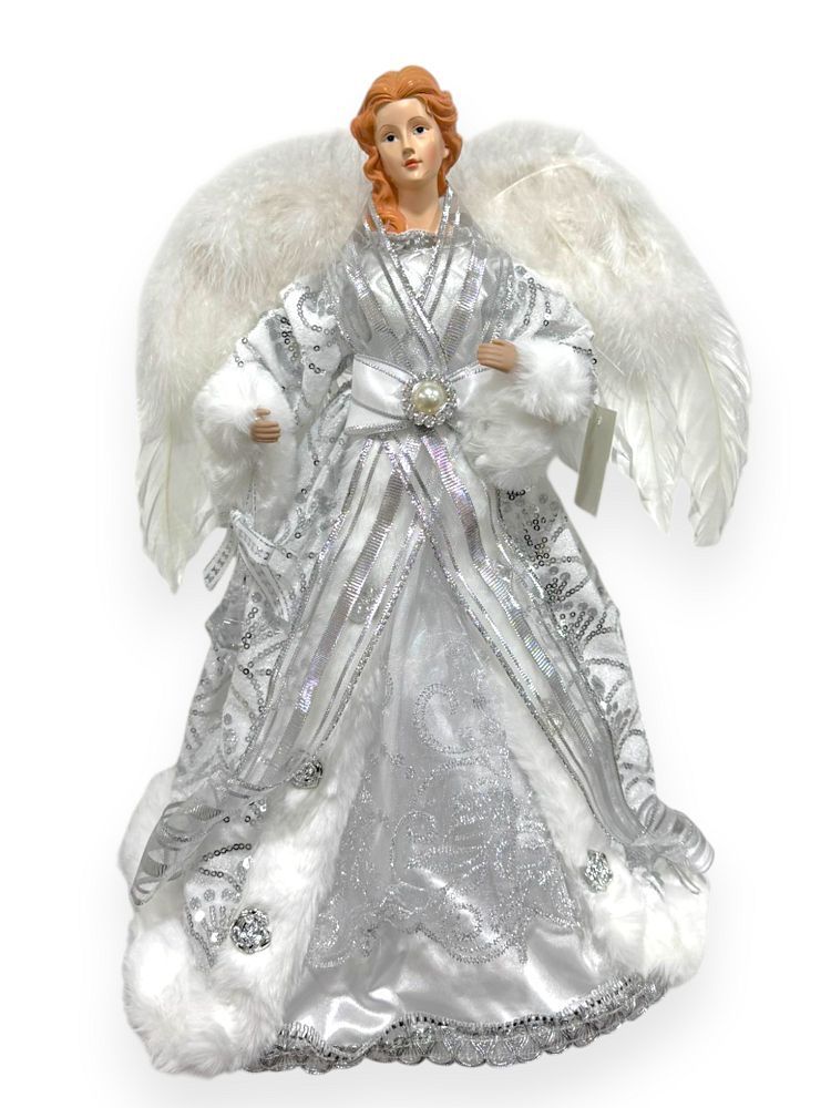 Silver & White Angel Tree Topper 16"