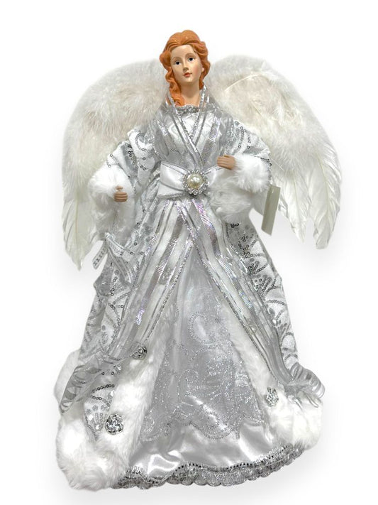 Silver & White Angel Tree Topper 16"
