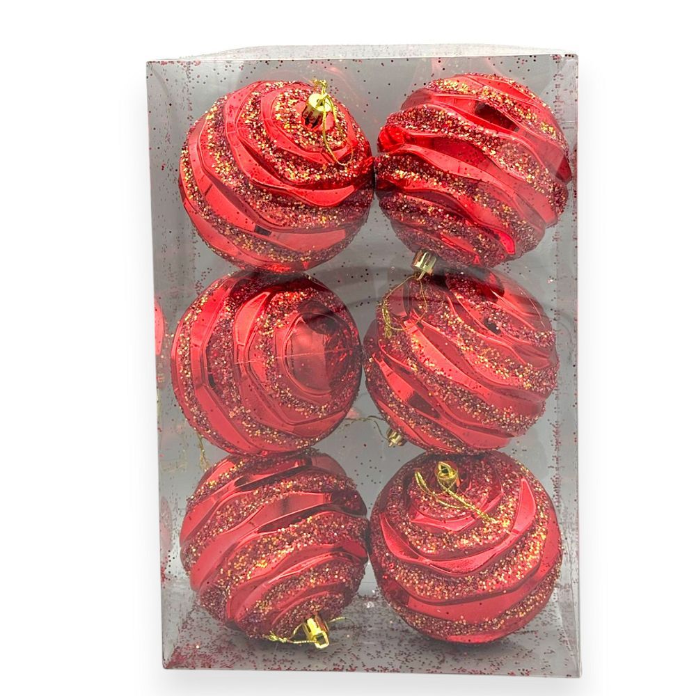 Red Glitter Swirl Ornament 4"
