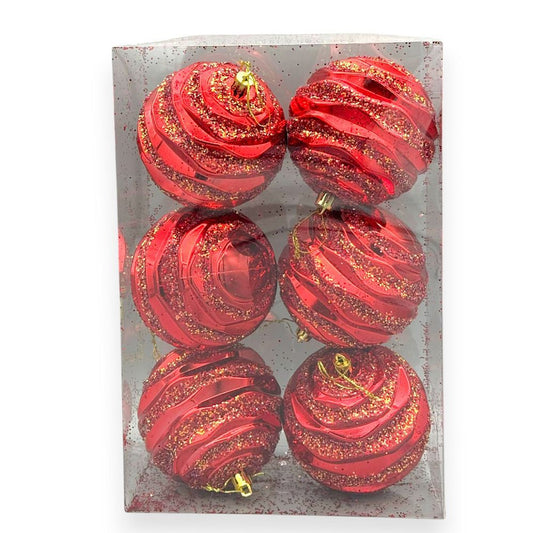 Red Glitter Swirl Ornament 4"