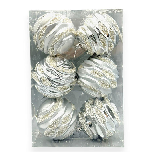 Silver & Champagne Glitter Orn 4"