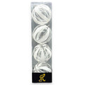 Clear & White Glitter Stripe Orn 4"