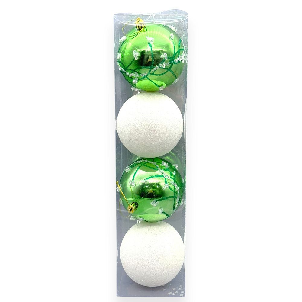 Green & White Ornament 4"