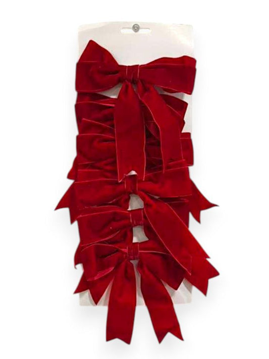 Velvet Christmas Bows 6pcs