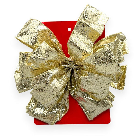 Gold Glitter Christmas Bow 12"x24"