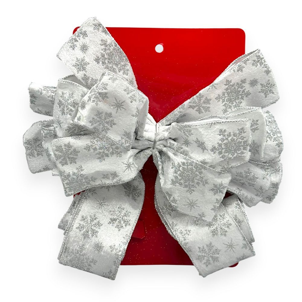 Silver Snowflake Bow 12"x24"