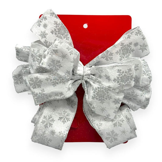 Silver Snowflake Bow 12"x24"
