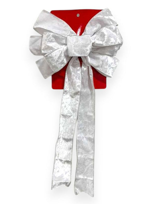 White Velvet Christmas Bow 12"x24"