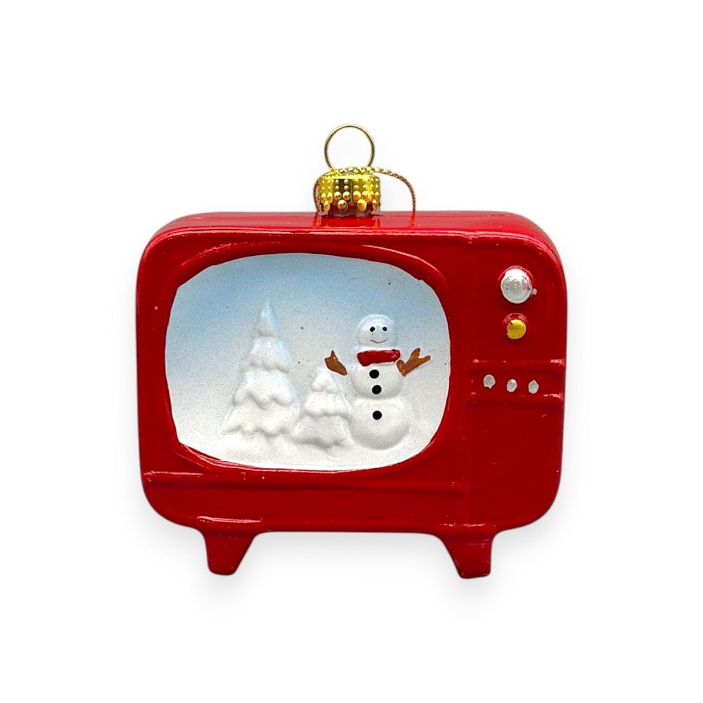 Retro TV Snowman Orn 4"