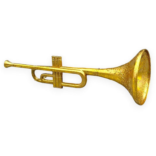 Gold Glitter Trumpet Ornament 10"