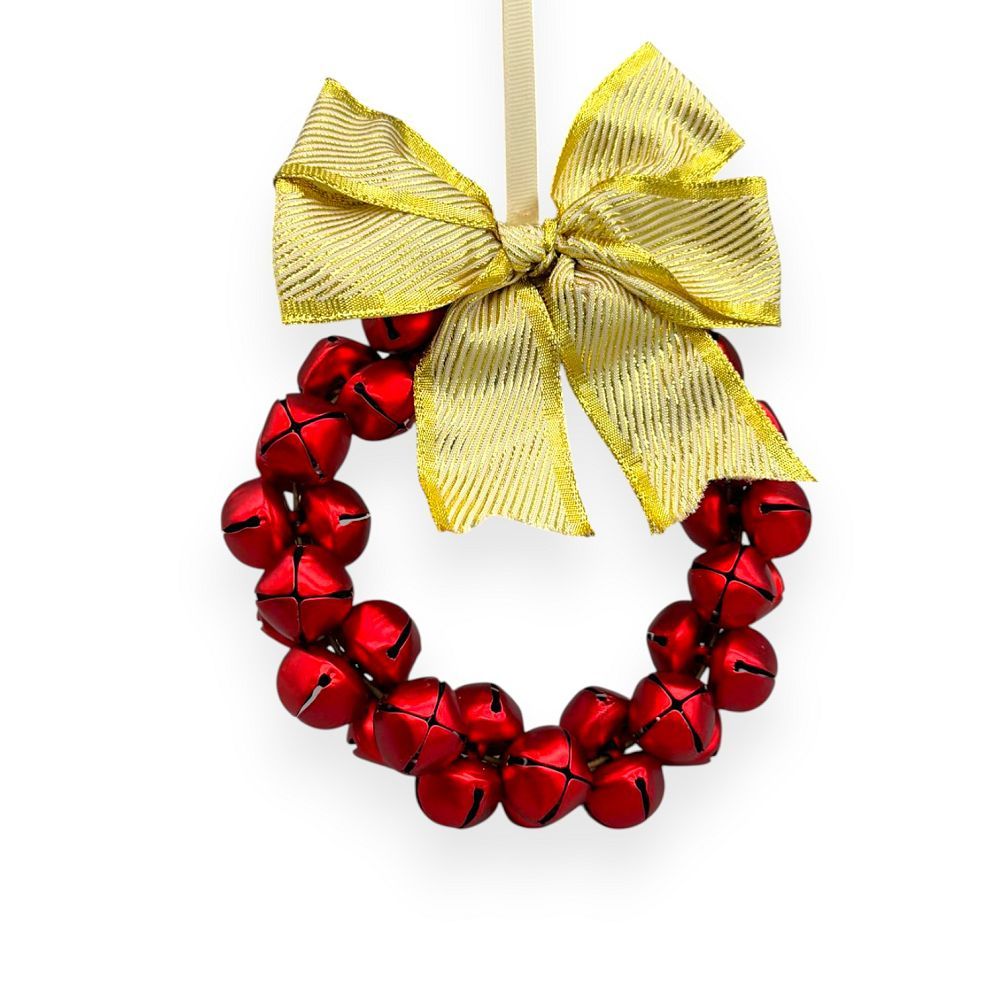 Red Jingle Bell Wreath Orn 5"