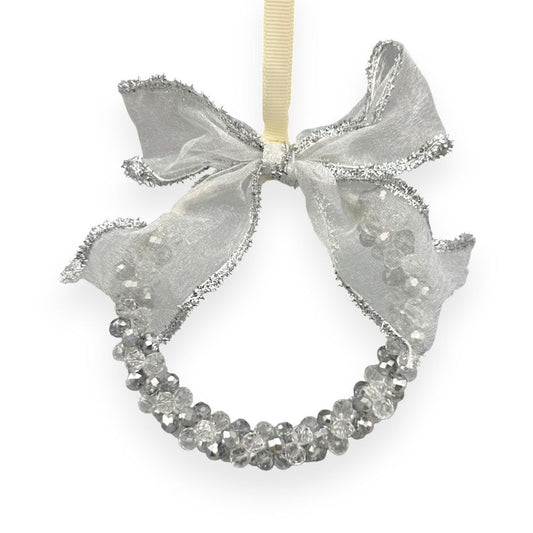 Silver Crystal Wreath Orn 5"