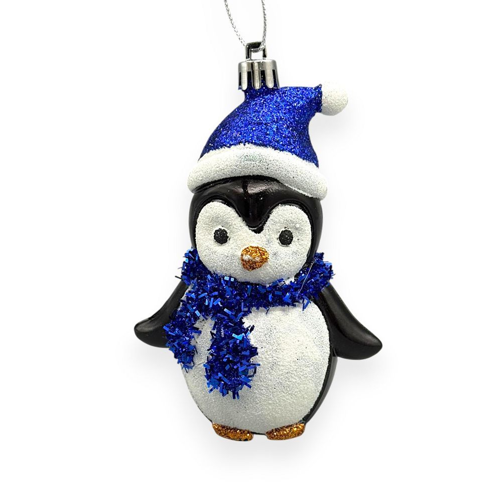 Penguin Ornament - Blue Hat 4"