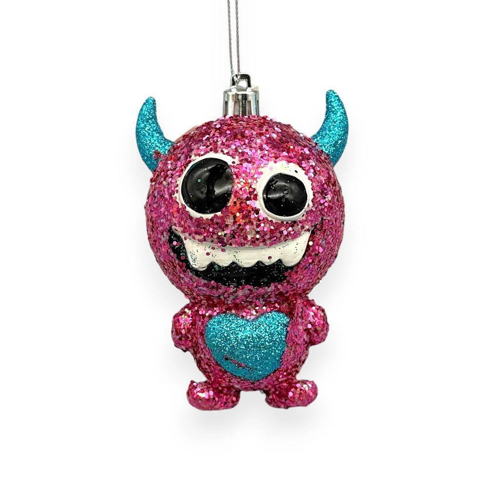 Pink Glitter Monster Orn 4"