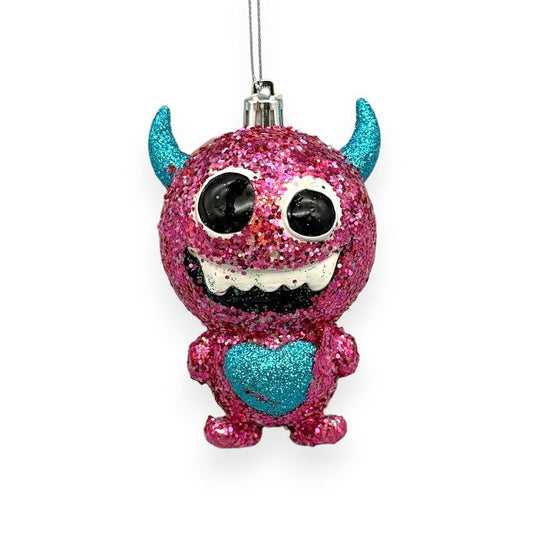 Pink Glitter Monster Orn 4"