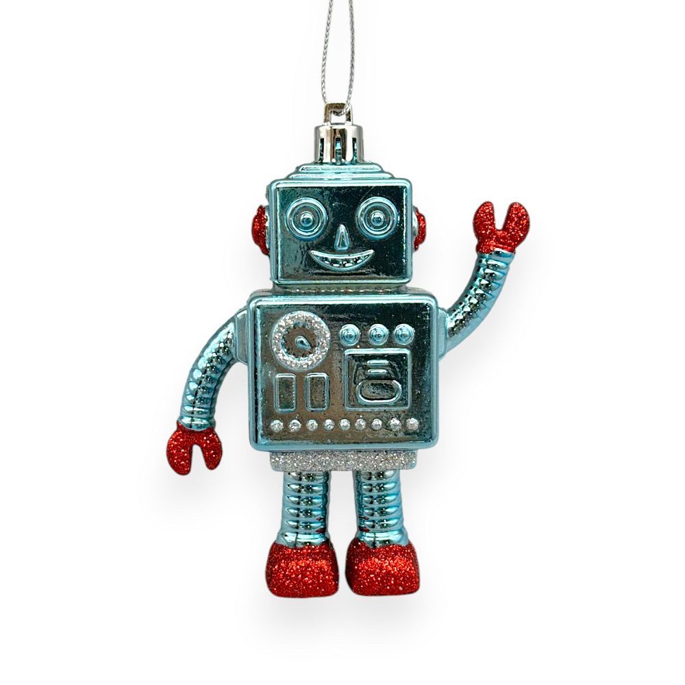 Retro Blue Robot Orn 4"