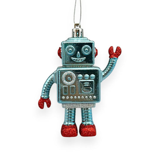Retro Blue Robot Orn 4"