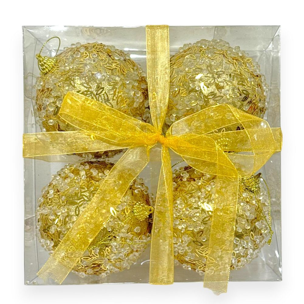 Crystal Beaded Leaf Christmas Ball