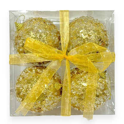 Crystal Beaded Leaf Christmas Ball