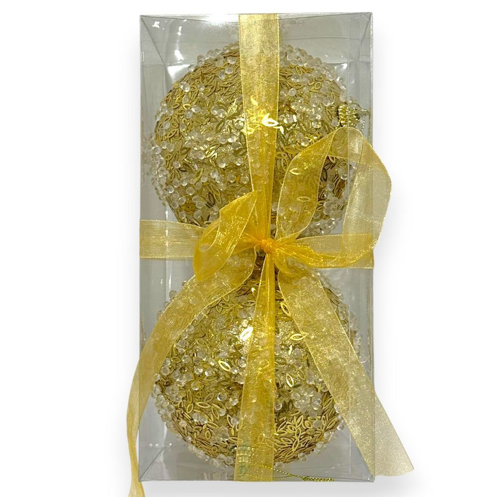 Crystal Beaded Leaf Christmas Ball