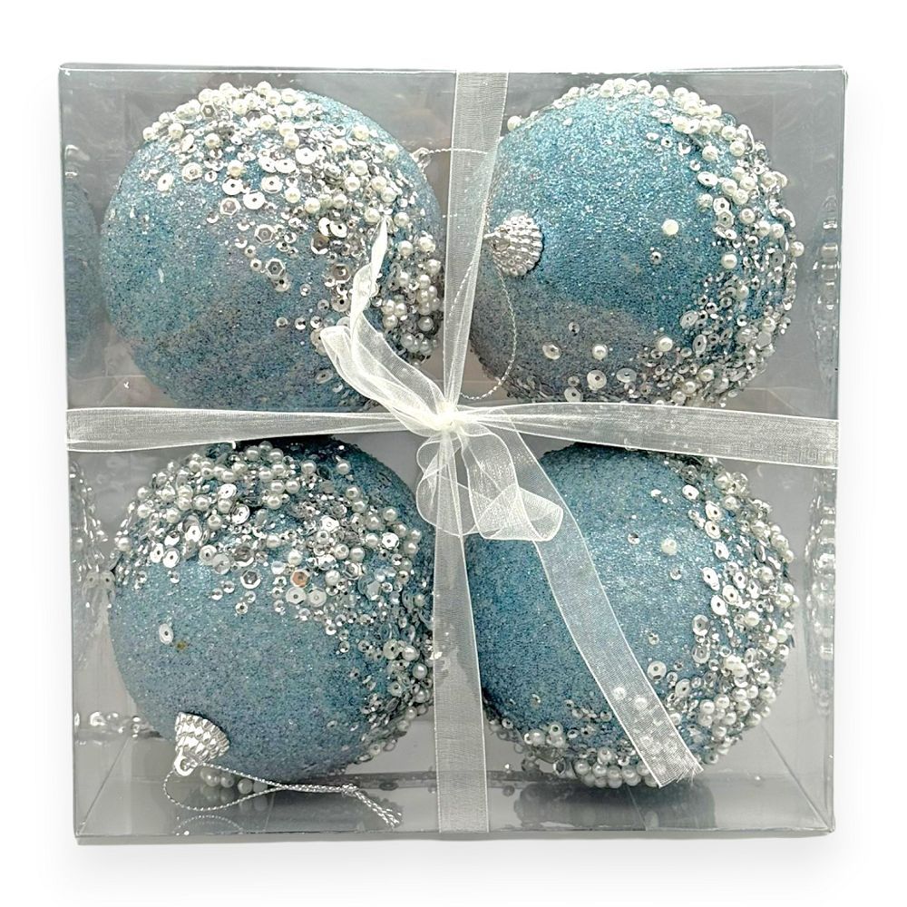 Luxury Pearl & Sequin Christmas Ball 4"