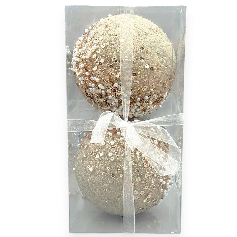 Luxury Pearl & Sequin Christmas Ball 5"