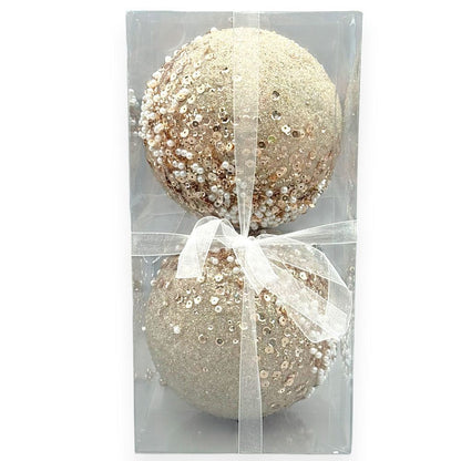 Luxury Pearl & Sequin Christmas Ball 5"