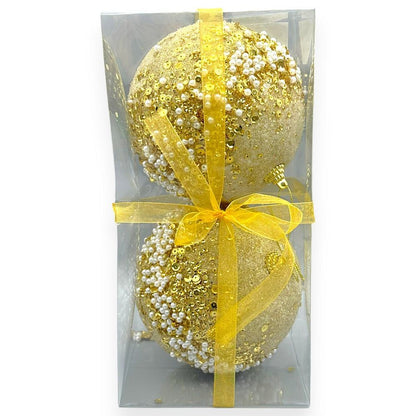 Luxury Pearl & Sequin Christmas Ball 5"