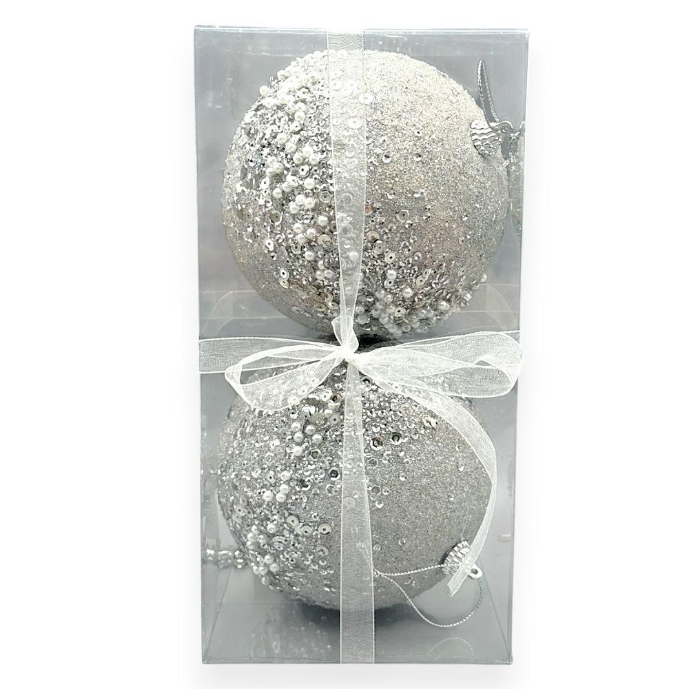 Luxury Pearl & Sequin Christmas Ball 5"