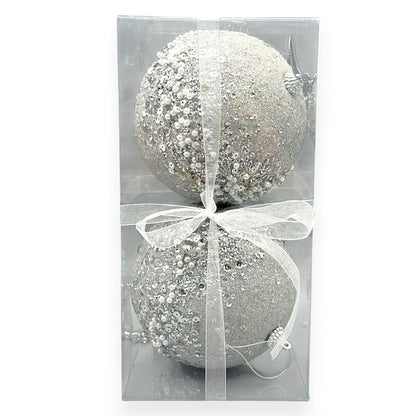 Luxury Pearl & Sequin Christmas Ball 5"
