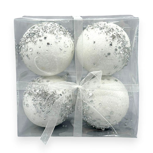 Luxury Pearl & Sequin Christmas Ball 4"
