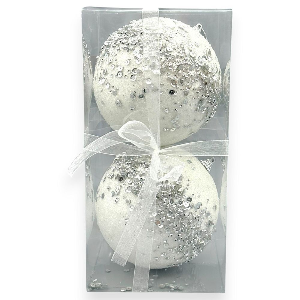 Luxury Pearl & Sequin Christmas Ball 5"