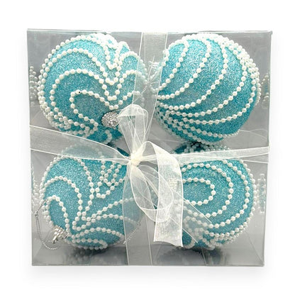 Elegant Pearl Swirl Christmas Ball 4"