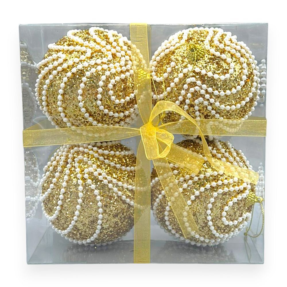 Elegant Pearl Swirl Christmas Ball 4"