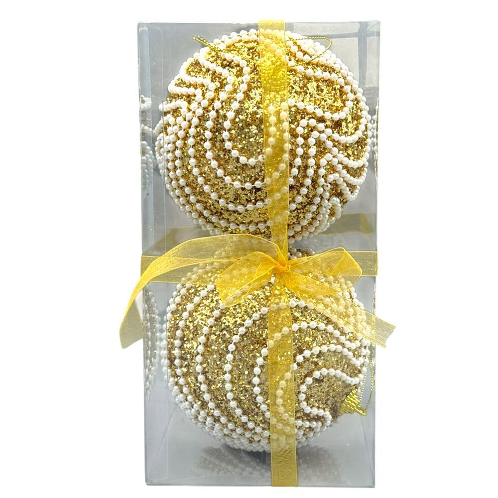 Elegant Pearl Swirl Christmas Ball 5"