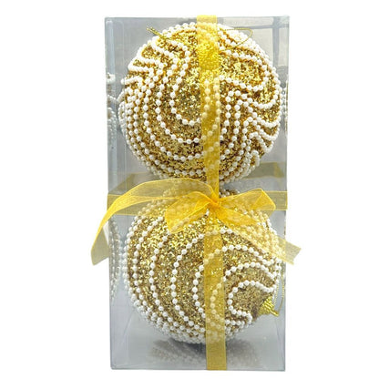 Elegant Pearl Swirl Christmas Ball 5"
