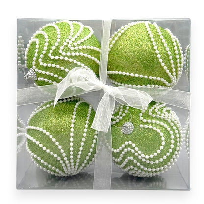 Elegant Pearl Swirl Christmas Ball 4"