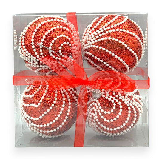 Elegant Pearl Swirl Christmas Ball 4"