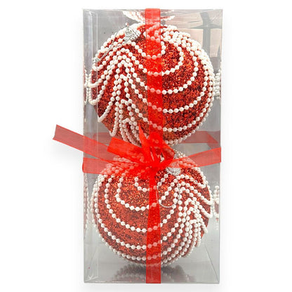 Elegant Pearl Swirl Christmas Ball 5"