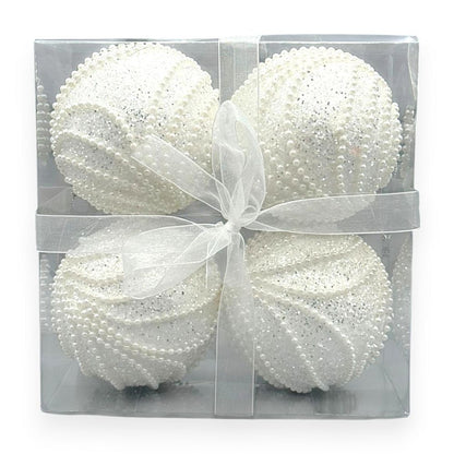 Elegant Pearl Swirl Christmas Ball 4"