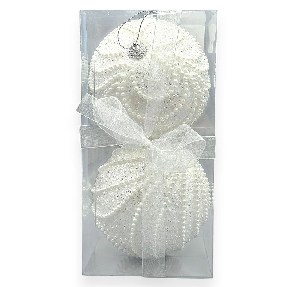 Elegant Pearl Swirl Christmas Ball 5"