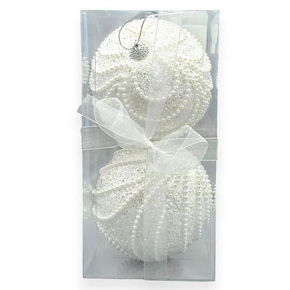 Elegant Pearl Swirl Christmas Ball 5"