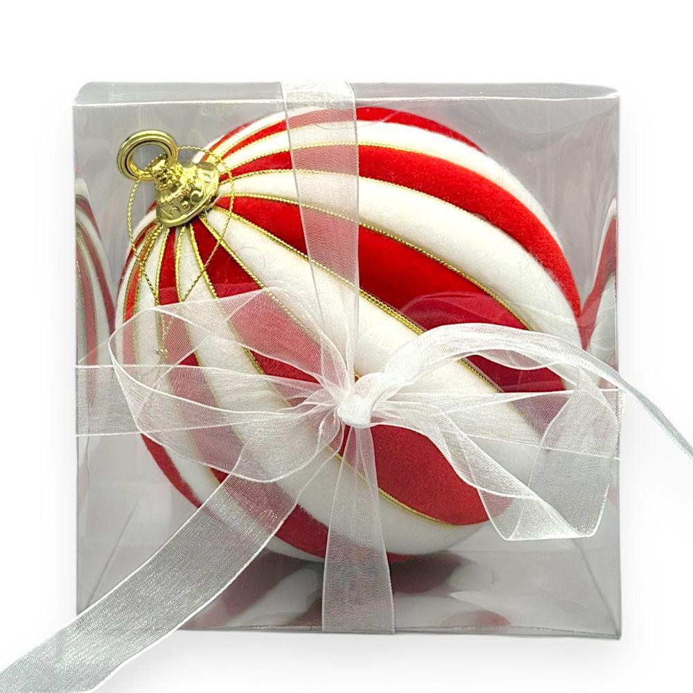 Velvet Peppermint Swirl Ball 6"