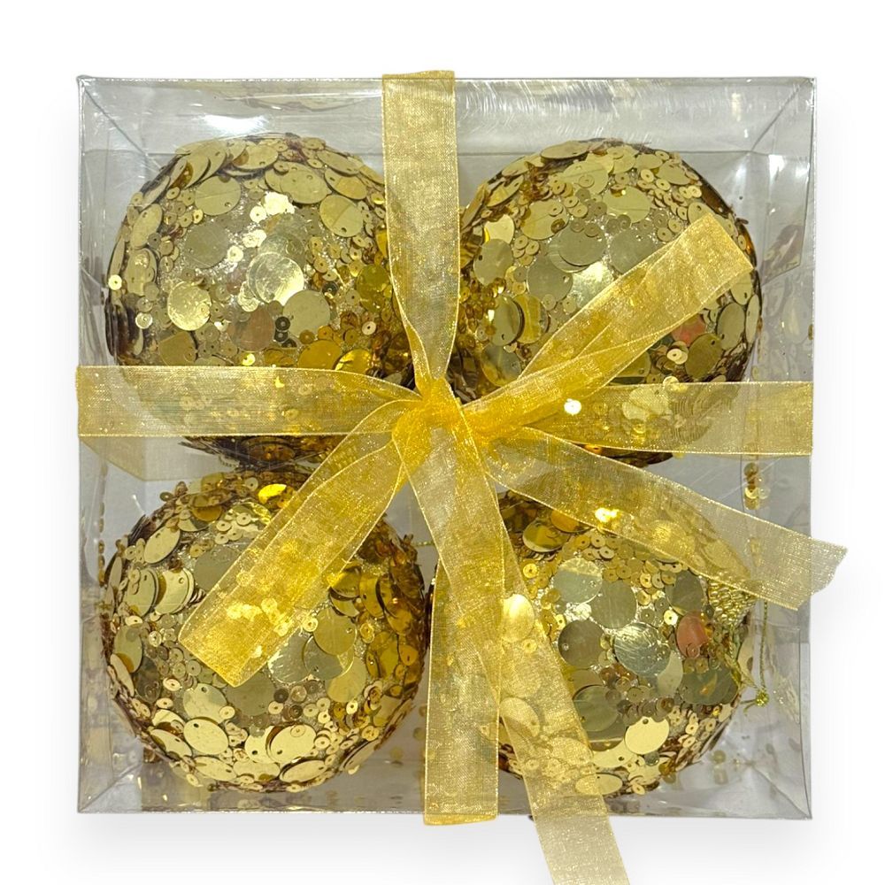 Sequin Sparkle Ornaments – Set of 4